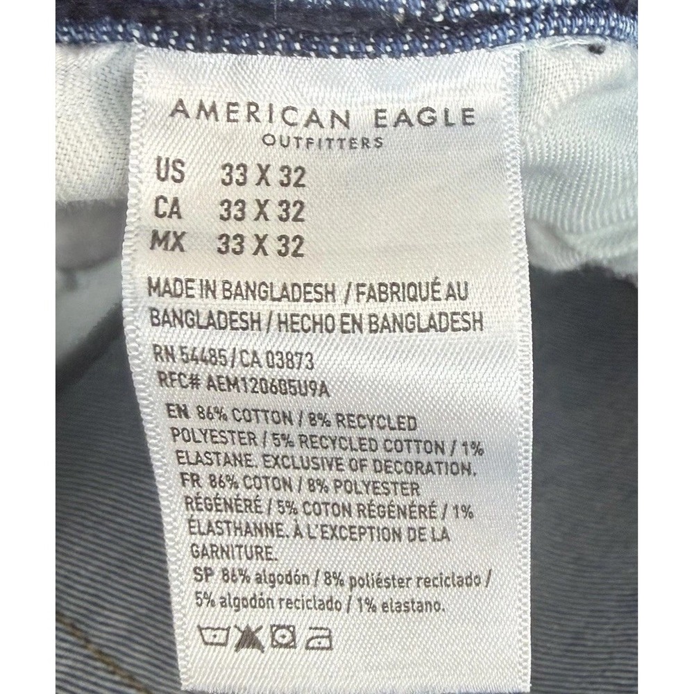 American Eagle Original Bootcut Airflex+ Men's Jeans 33X32 Fit 33x31 Whiskering - Picture 2 of 10